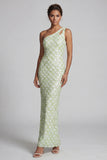 Vestido largo de madre de la novia sirena de un hombro de un solo hombro