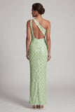Vestido largo de madre de la novia sirena de un hombro de un solo hombro