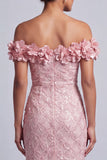 Vestido midi de sirena de hombros descubiertos Vestido de madre de la novia con flores 3D