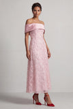 Vestido midi de madre de la novia A-line Red Off the Shoulder con lentejuelas
