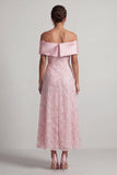 Vestido midi de madre de la novia A-line Red Off the Shoulder con lentejuelas