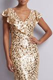 Vestido de la madre de la novia Midi Mother Of the Bride plata de plata de cuello en V con cuello en V