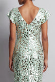 Vestido de la madre de la novia Midi Mother Of the Bride plata de plata de cuello en V con cuello en V