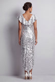 Vestido de la madre de la novia Midi Mother Of the Bride plata de plata de cuello en V con cuello en V