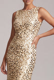 Vestido midi de Madre de la Novia asimétrico de cuello redondo de sirena verde brillante con lentejuelas