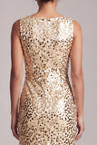 Vestido midi de Madre de la Novia asimétrico de cuello redondo de sirena verde brillante con lentejuelas