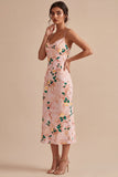 Vestido Midi de tirantes finos florales de sirena rosa