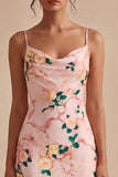Vestido Midi de tirantes finos florales de sirena rosa