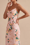 Vestido Midi de tirantes finos florales de sirena rosa