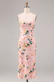Vestido Midi de tirantes finos florales de sirena rosa