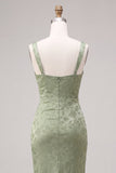 Vestido Midi Floral Estampado Estampado de Sirena Verde Claro Cuadrado