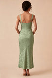 Vestido Midi Floral Estampado Estampado de Sirena Verde Claro Cuadrado