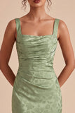 Vestido Midi Floral Estampado Estampado de Sirena Verde Claro Cuadrado