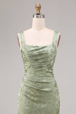 Vestido Midi Floral Estampado Estampado de Sirena Verde Claro Cuadrado