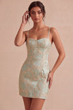 Vestido mini Jacquard floral Bodycon Bodycon tirantes finos
