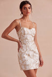 Vestido mini Jacquard floral Bodycon Bodycon tirantes finos