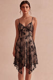 Mini vestido floral de tirantes finos marfil A-Line