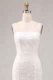 Vestido blanco floral pequeño de tirantes gruesos en línea A