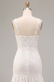 Vestido blanco floral pequeño de tirantes gruesos en línea A