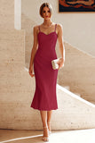 Vestido Midi fruncido con tirantes blancos de sirena