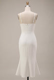 Vestido Midi fruncido con tirantes blancos de sirena