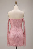 Vestido de bienvenida a casa con lentejuelas con champán brillante y bodycon hombro