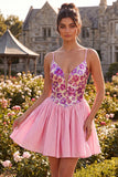Vestido de bienvenida rosa rosa con tirantes finos y lentejuelas