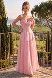 Vestido Maxi sin espalda con filetes finos de flor azul y chiffon de flor azul A-Line