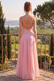 Vestido Maxi sin espalda con filetes finos de flor azul y chiffon de flor azul A-Line