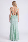 Vestido largo de dama de honor con tirantes finos florales de sirena