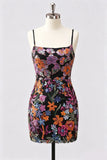 Vestido corto de bienvenida con bordado floral lila bodycon lentejuelas y cordón en la espalda