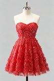 Vestido de bienvenida floral con cuentas y cordones de Dusty Rose Rose, Sweetheart A-Line