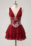 Vestido de bienvenida rosa rosa floral de escote en pico, con lentejuelas en niveles y encaje en la espalda