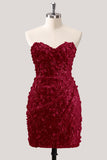 Bodycon Strapless Floral Corset transparente Corset de lentejuelas Vestido de Homecoming con encaje en la espalda