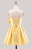 Vestido de bienvenida de bienvenida con lazo de narciso de satén de raso A-line