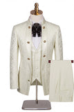 Trajes de baile de fin de curso Jacquard de 3 piezas de un botón beige
