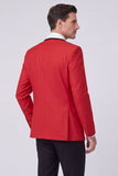 Traje de baile de graduación rojo de dos piezas de un solo botón en solapa Peak