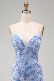 Vestido corto de bienvenida corto con tirantes cortos de bodycon tirantes azules