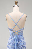 Vestido corto de bienvenida corto con tirantes cortos de bodycon tirantes azules