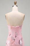 Vestido corto rosa de fin de semana con cuentas bodycon cuentas