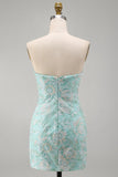 Vestido corto de bienvenida de bienvenida floral floral menta sin tirantes bodycon