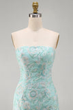 Vestido corto de bienvenida de bienvenida floral floral menta sin tirantes bodycon