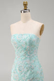 Vestido corto de bienvenida de bienvenida floral floral menta sin tirantes bodycon