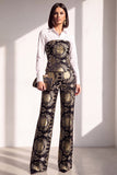 Trajes de pantalón con corsé dorado negro