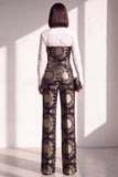 Trajes de pantalón con corsé dorado negro