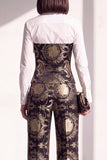Trajes de pantalón con corsé dorado negro