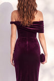 Vestido cóctel midi de terciopelo midi con bodycon color burdeos