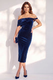 Vestido cóctel midi de terciopelo midi con bodycon color burdeos