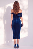 Vestido cóctel midi de terciopelo midi con bodycon color burdeos