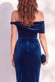 Vestido cóctel midi de terciopelo midi con bodycon color burdeos